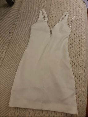 Zara White V-Neck Mini Slip Dress
